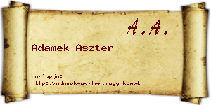 Adamek Aszter névjegykártya